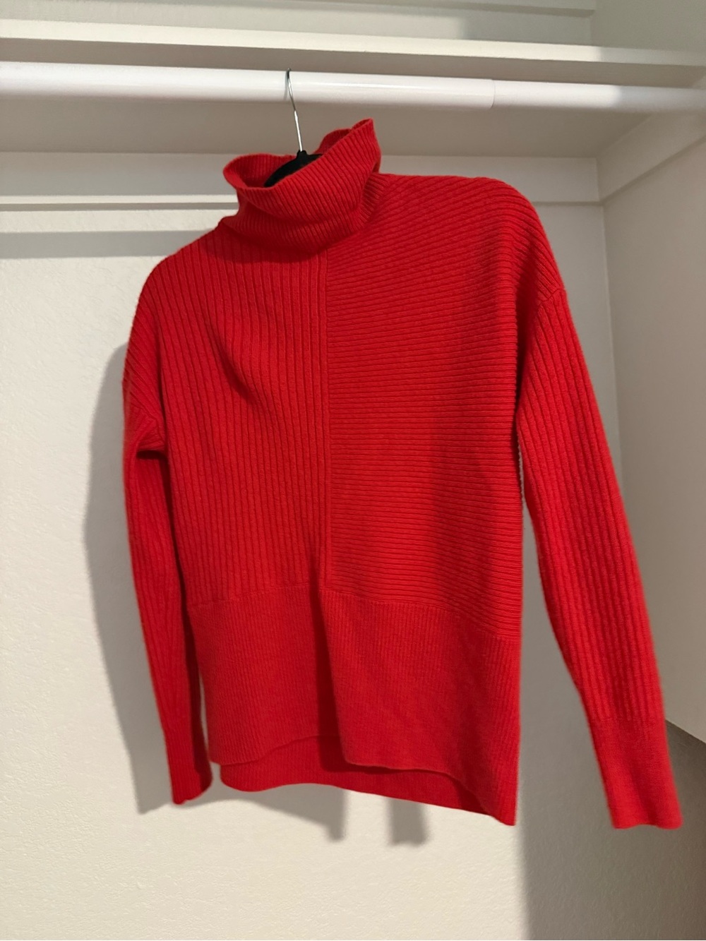 summersalt Merino Wool/Cashmere Blend Red Ribbed Turtleneck Sweater